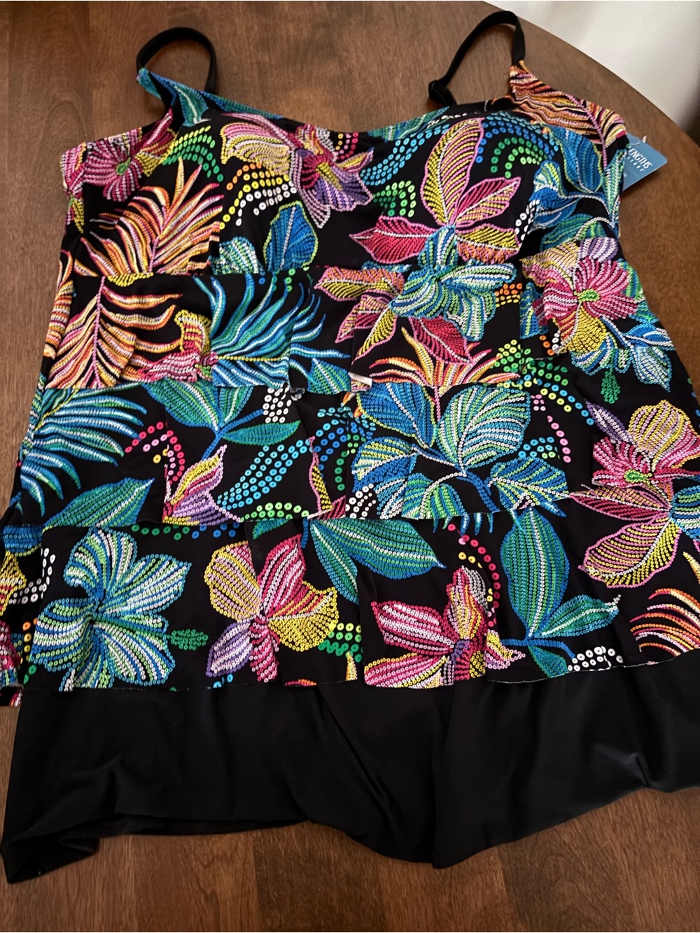New Black Floral Multicolor Women’s Bathing suit by Great Lengths Size 24